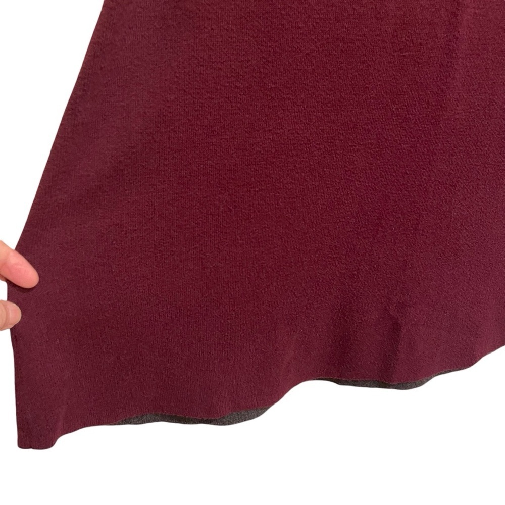 Artisan NY Wine Burgundy Sweater Dress 3/4 Cuffed Sleeves Gray Interior Size M - Picture 4 of 7